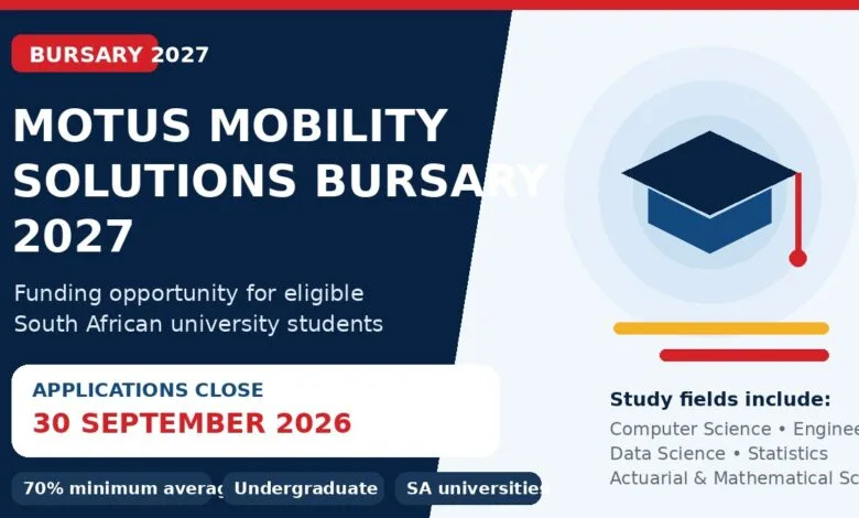 Motus Mobility Solutions Bursary 2027: Applications Open Until 30 September 2026