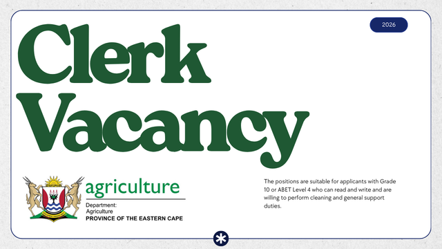 Department of Agriculture General Assistant Vacancies: Grade 10 or ABET Level 4 Required
