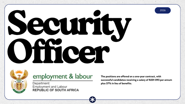 Department of Employment and Labour Security Officer Vacancies: 103 Posts Available