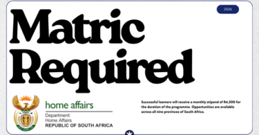 Department of Home Affairs Cadet Learnership Programme 2026/2027: Matric Required, R4,500 Stipend