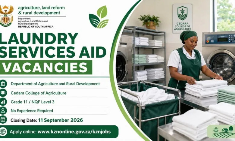 Laundry Services Aid Vacancy at Cedara College of Agriculture: Grade 11, No Experience Required