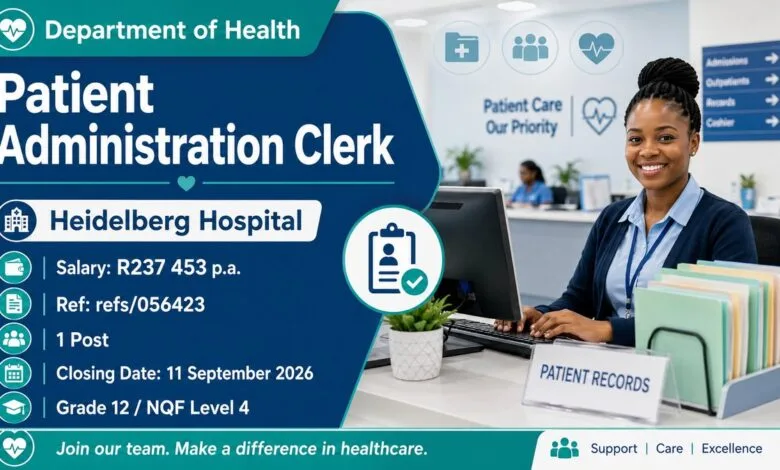 Patient Administration Clerk Vacancy at Heidelberg Hospital: Grade 12 Required