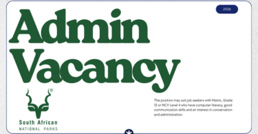 SANParks Skilled Environmental Monitor Admin Vacancy: Grade 12 Required
